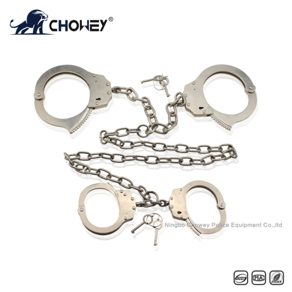 Nickel plated carbon steel handcuffs and legcuffs 2 in 1 FT0366